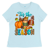 Baby Blue 'tis the season american  football Ladies Tee - Zillion Design Studio