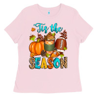 Bubblegum Pink 'tis the season american  football Ladies Tee - Zillion Design Studio