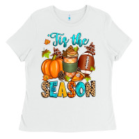 White 'tis the season american  football Ladies Tee - Zillion Design Studio