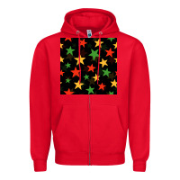 Red african color stars seamless pattern Zipper Hoodie - BundleAndBundleShop