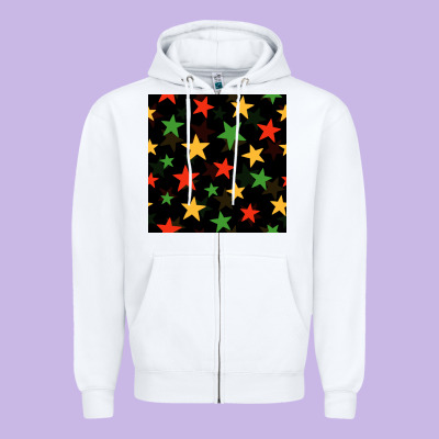 African Color Stars Seamless Pattern Zipper Hoodie Designed By Bundleandbundleshop