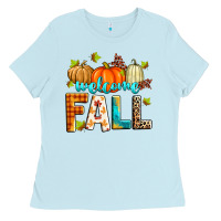 Baby Blue welcome fall Ladies Tee - Zillion Design Studio