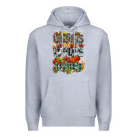 Heather Grey Leaves lattes Fall pumpkin Premium Hoodie - NancyCooperArtShop