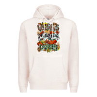 Pale Pink Leaves lattes Fall pumpkin Premium Hoodie - NancyCooperArtShop