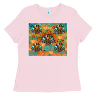 Bubblegum Pink thanksgiving turkey fall Ladies Tee - RanaPortraitStore