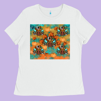 Thanksgiving Turkey Fall Ladies Tee Designed By Ranaportraitstore