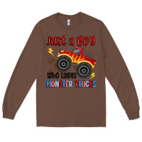 Chestnut just a boy who loves monster trucks Long Sleeve Tee - MaliasSmallBusiness