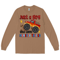 Toasted Coconut just a boy who loves monster trucks Long Sleeve Tee - MaliasSmallBusiness