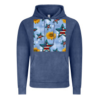Vintage Denim patriotic stars and sunflower Vintage Hoodie - BundleAndBundleShop