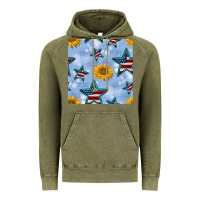 Vintage Olive patriotic stars and sunflower Vintage Hoodie - BundleAndBundleShop