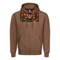 Chestnut Chingona Sugar Skull License Plate Zipper Hoodie - BundleAndBundleShop