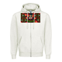 Oatmeal Heather Chingona Sugar Skull License Plate Zipper Hoodie - BundleAndBundleShop