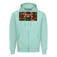 Seafoam Chingona Sugar Skull License Plate Zipper Hoodie - BundleAndBundleShop