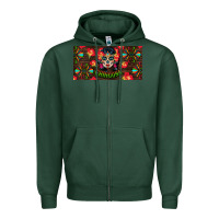 Sports Green Chingona Sugar Skull License Plate Zipper Hoodie - BundleAndBundleShop