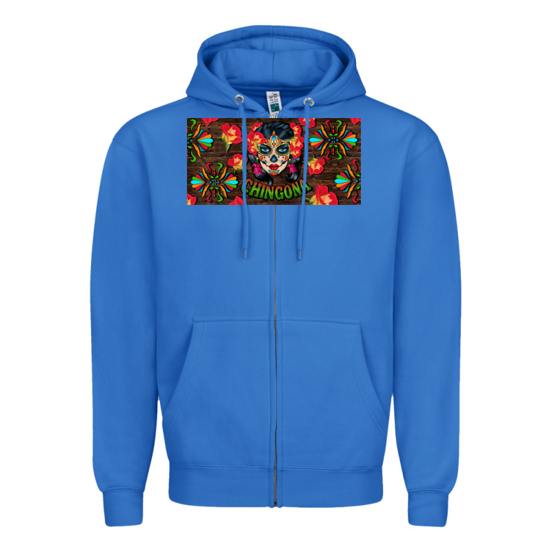 Chingona Sugar Skull License Plate Zipper Hoodie by BundleAndBundleShop | Teevron