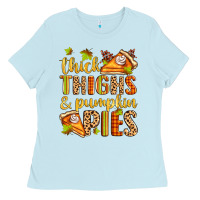 Baby Blue thick thighs and pumpkin pies Ladies Tee - Zillion Design Studio