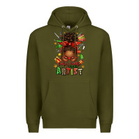 Army Green santa's favorite nail artist afro messy bun Premium Hoodie - texasbilliewilder
