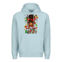 Blue Mist santa's favorite nail artist afro messy bun Premium Hoodie - texasbilliewilder