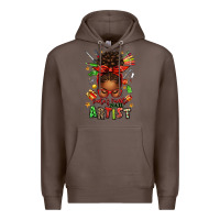 Coffee santa's favorite nail artist afro messy bun Premium Hoodie - texasbilliewilder