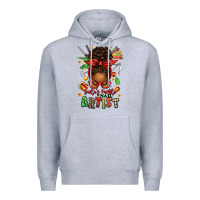 Heather Grey santa's favorite nail artist afro messy bun Premium Hoodie - texasbilliewilder