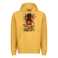 Mustard santa's favorite nail artist afro messy bun Premium Hoodie - texasbilliewilder