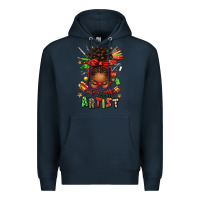 Navy santa's favorite nail artist afro messy bun Premium Hoodie - texasbilliewilder