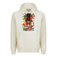 Oatmeal Heather santa's favorite nail artist afro messy bun Premium Hoodie - texasbilliewilder