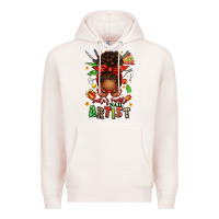 Pale Pink santa's favorite nail artist afro messy bun Premium Hoodie - texasbilliewilder