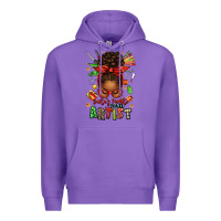 Purple santa's favorite nail artist afro messy bun Premium Hoodie - texasbilliewilder