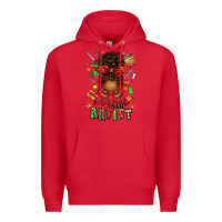 Red santa's favorite nail artist afro messy bun Premium Hoodie - texasbilliewilder