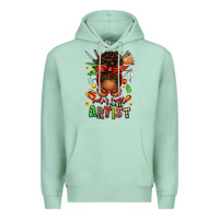 Seafoam santa's favorite nail artist afro messy bun Premium Hoodie - texasbilliewilder