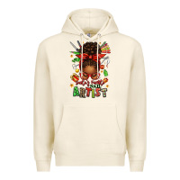 Santa's Favorite Nail Artist Afro Messy Bun Premium Hoodie | Teevron