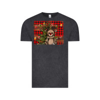 Vintage Black reindeer trees background Vintage Tee - AdoDesignShop