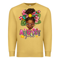 Antique Gold August Girl Afro Woman Summer Premium Sweatshirt - texasbilliewilder