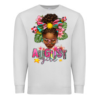 Dove Grey August Girl Afro Woman Summer Premium Sweatshirt - texasbilliewilder
