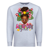 Heather Grey August Girl Afro Woman Summer Premium Sweatshirt - texasbilliewilder