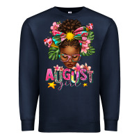Navy August Girl Afro Woman Summer Premium Sweatshirt - texasbilliewilder