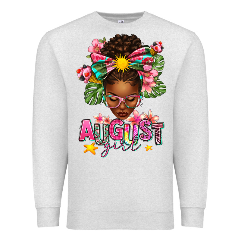 August Girl Afro Woman Summer Premium Sweatshirt by texasbilliewilder | Teevron