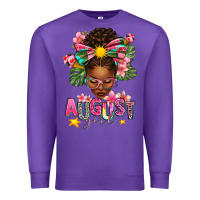Purple August Girl Afro Woman Summer Premium Sweatshirt - texasbilliewilder