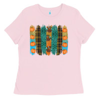 Bubblegum Pink thanksgiving brushstrokes Ladies Tee - RanaPortraitStore