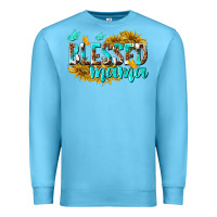 Ocean Blue Blessed Mama Premium Sweatshirt - texasbilliewilder