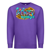 Purple Blessed Mama Premium Sweatshirt - texasbilliewilder