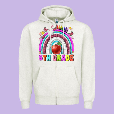 5 Th Grade Zipper Hoodie Designed By Bundleandbundleshop