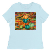 Baby Blue pumpkin Ladies Tee - RanaPortraitStore