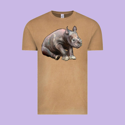 Baby Rhino Illustrations Vintage Tee Designed By Lillyallendesigns