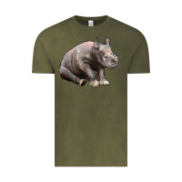 Vintage Olive Baby Rhino Illustrations Vintage Tee - LillyAllenDesigns