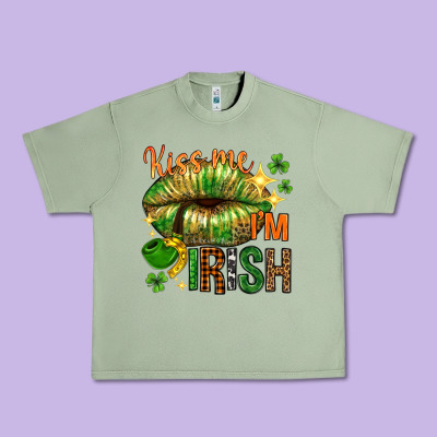 Kiss Me Im Irish With Lip Urban Heavy Tee Designed By Nancycooperartshop