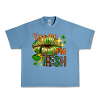 Pebble Blue kiss me im irish with lip Urban Heavy Tee - NancyCooperArtShop