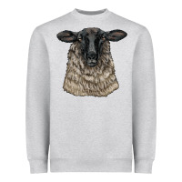 Heather Grey Suffolk Sheep Head Heavyweight Sweatshirt - LillyAllenDesigns