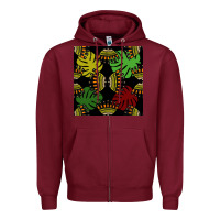 Burgundy african and leaf seamless pattern Zipper Hoodie - BundleAndBundleShop